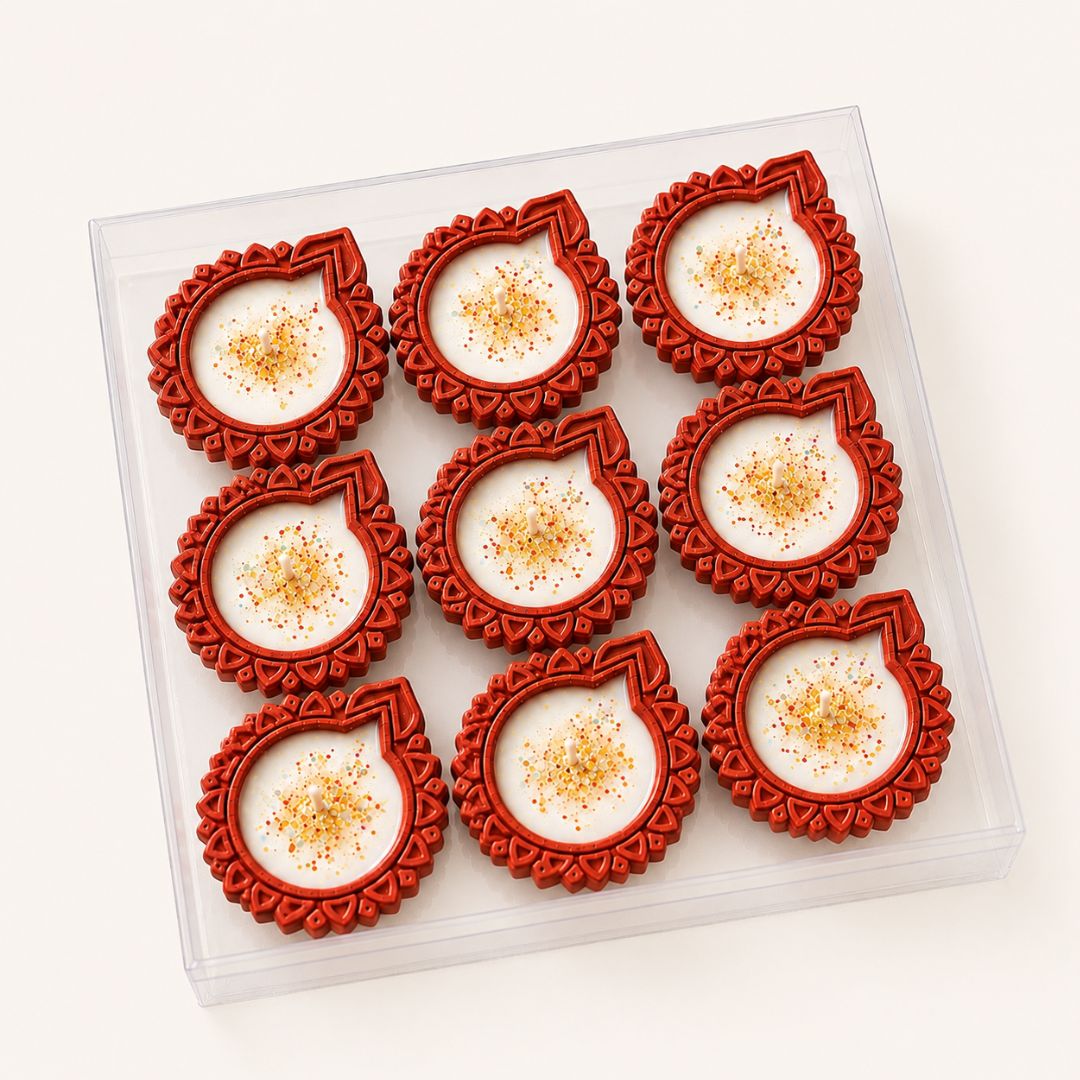 1 Designer Clay Diya Set of 9