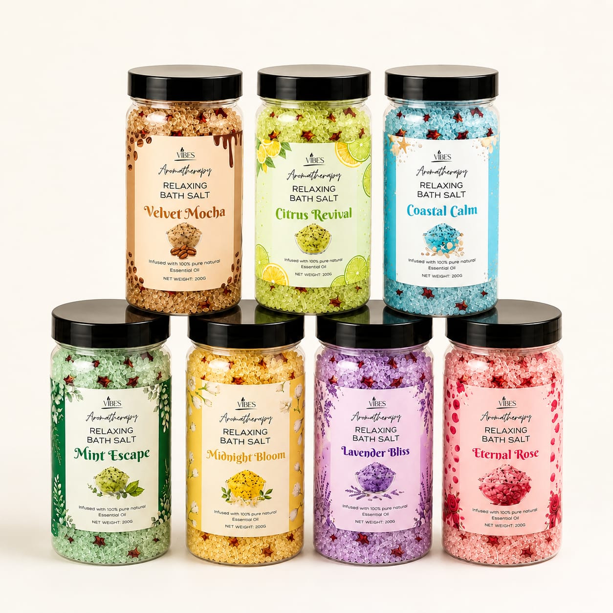 Vibes Aromatherapy Relaxing Bath Salt 200g | Epsom Salt Spa Bath Soak with Fragrance