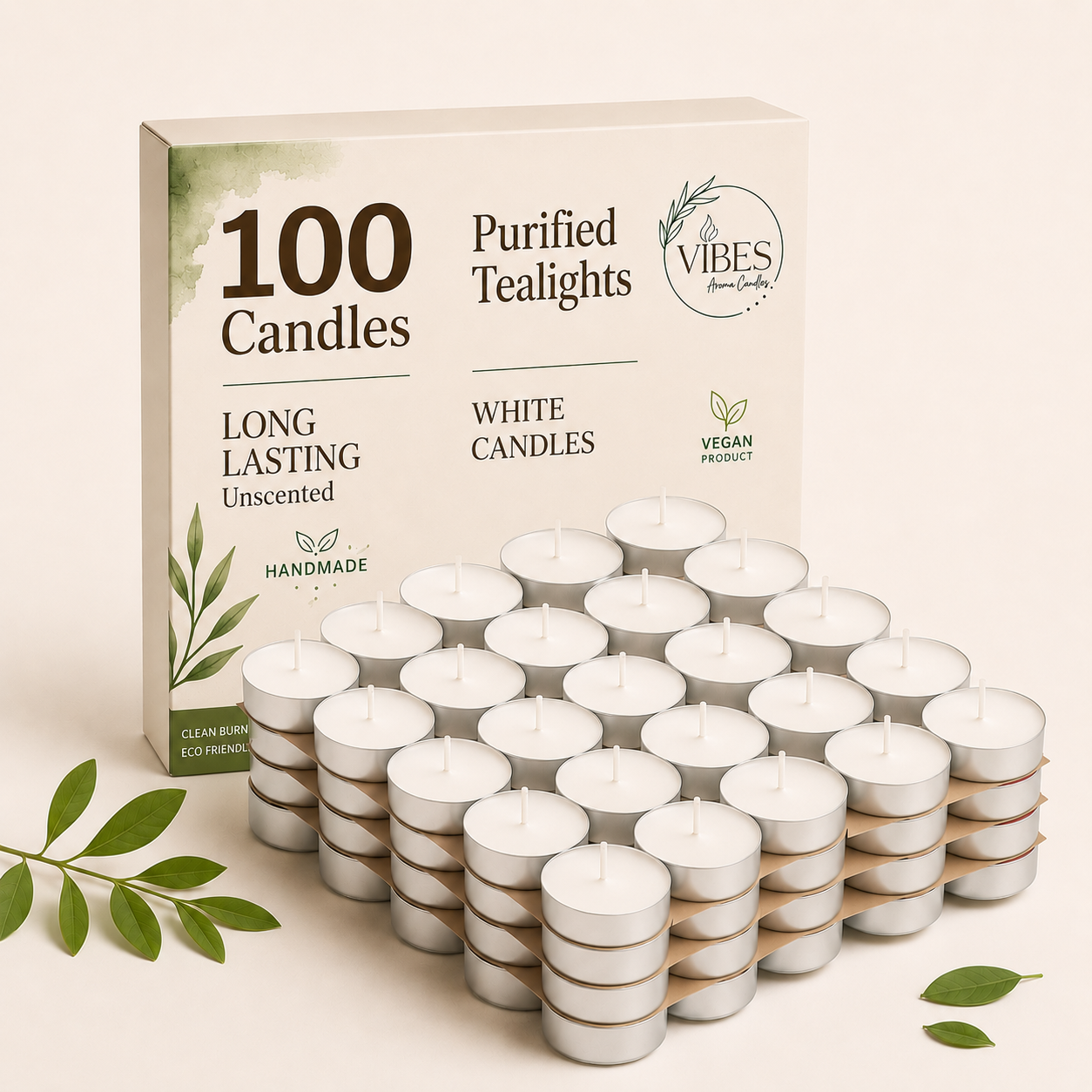 Unscented Tealight Candles Pack of 100 White – White Smokeless Tea Light Candles